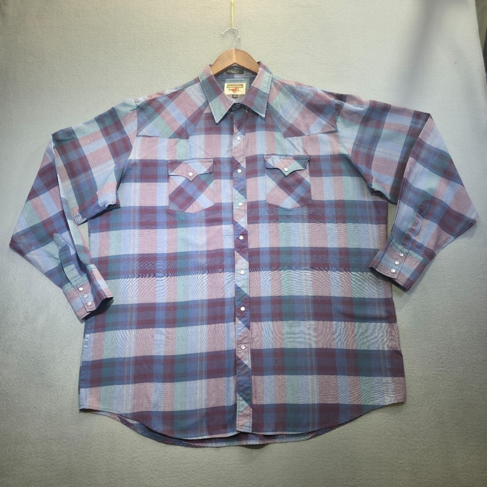 Youngbloods Men's Plaid Long Sleeve Pearl Snap Western‎ Shirt Size 2XLT
